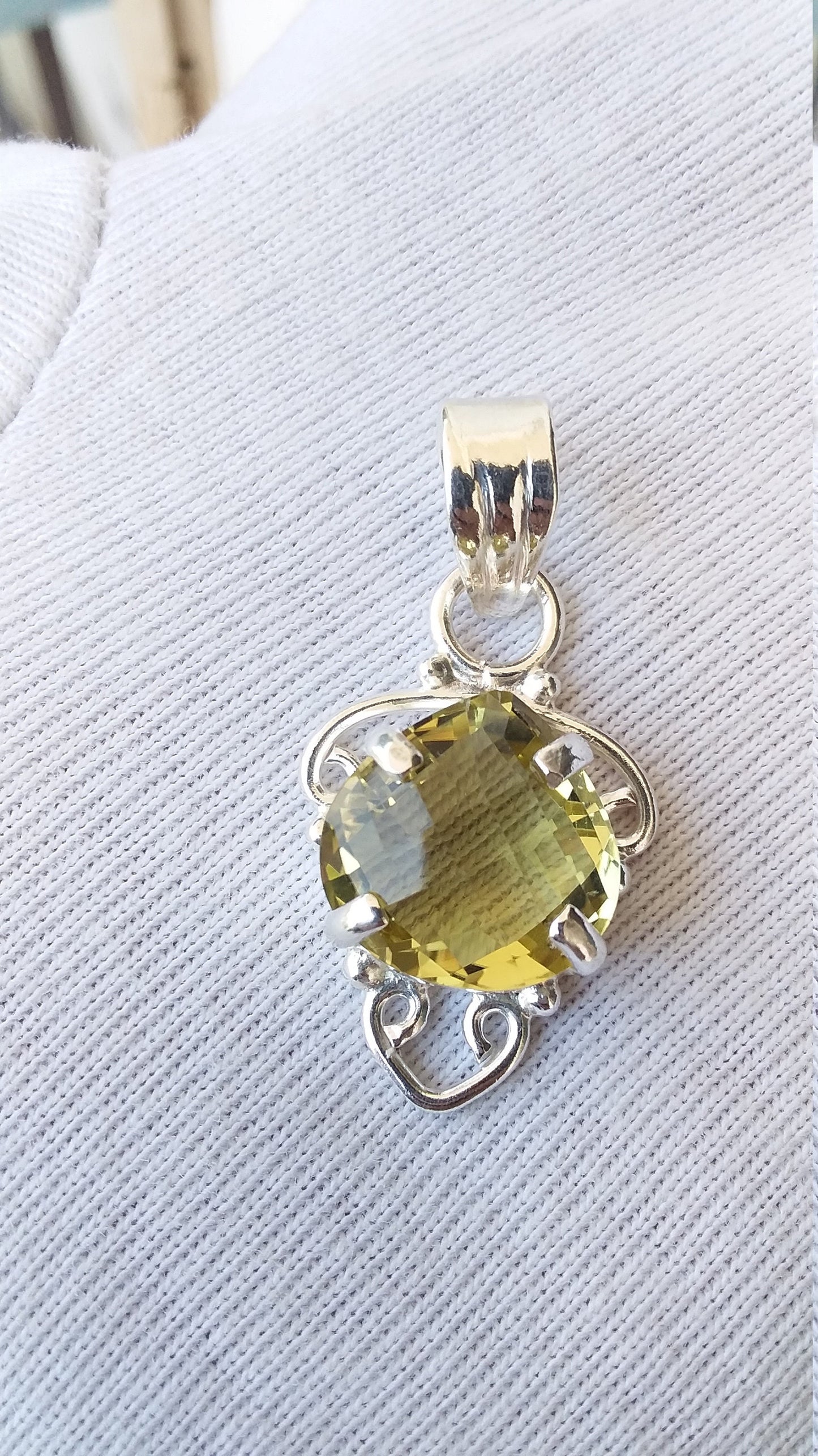 Lemon Quartz 925 Sterling Silver Handmade Pendant, Pendant for Her, Gift for Women, Yellow Gemstone Pendant