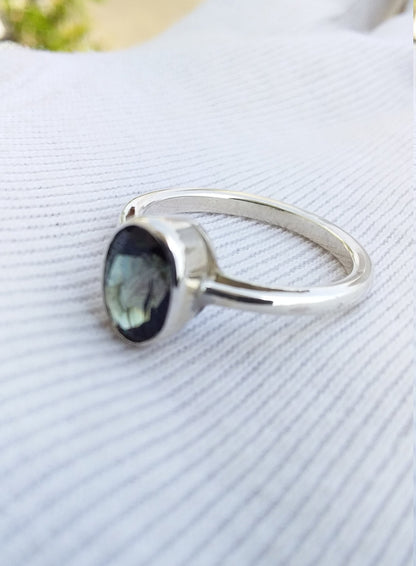 Natural Green Tourmaline Ring 925 Silver Ring Oval Shape Gemstone Regular Cut Handmade Ring Daily wear Women Simple Ring size 5