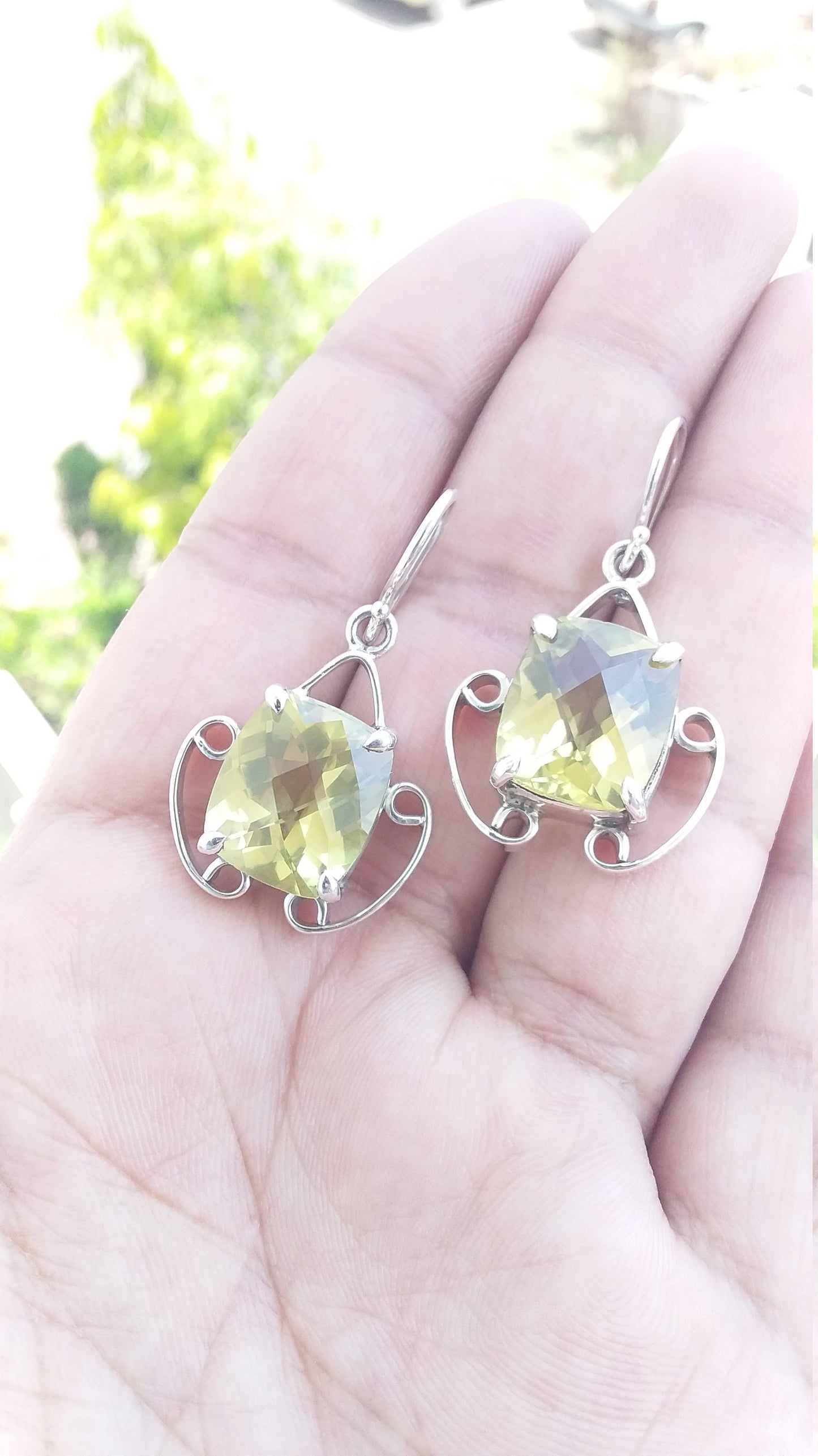 Octagon Shape Lemon Quartz Earrings, Lemon Quartz 925 Sterling Silver Handmade Earrings, Lemon Quartz Jewelry, Dangle & Drop Earrings