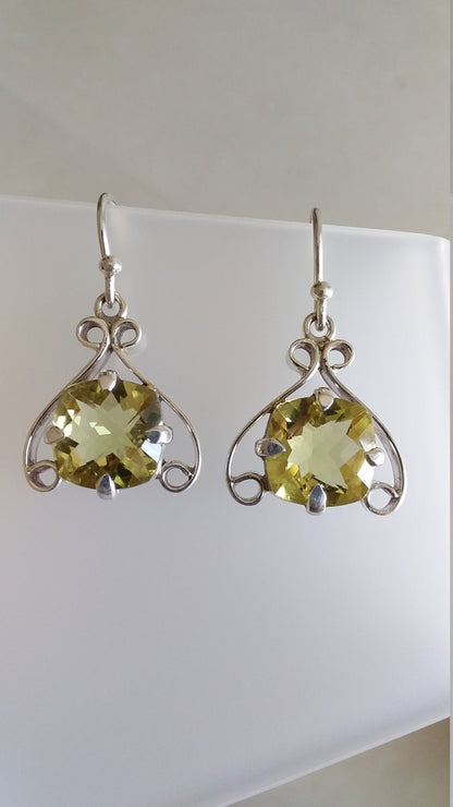 Lemon Quartz 925 Sterling Silver Earring, Drop & Dangle Earrings, Yellow Gemstone Earrings, Quartz Handmade Earrings,