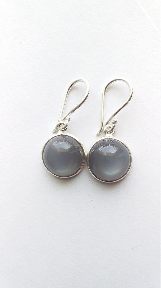 Gray Moonstone Earrings, 925 Sterling Silver Moonstone Earrings, Gift for her, Birthday Earrings, Gift Ideas