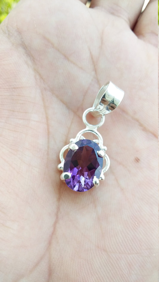 Natural Purple Amethyst 925 Sterling Silver Handmade Pendant, Purple Amethyst Pendant, Amethyst Jewelry for Women