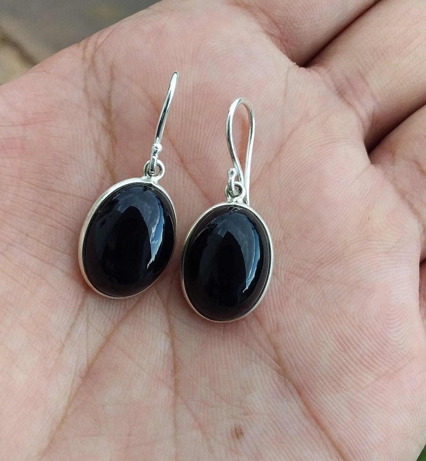 Black Onyx Earrings, Sterling Silver Earrings, Onyx Jewelry, Gemstone Handmade Jewelry, Dangle Earrings, Earrings for Women, Drop Earrings