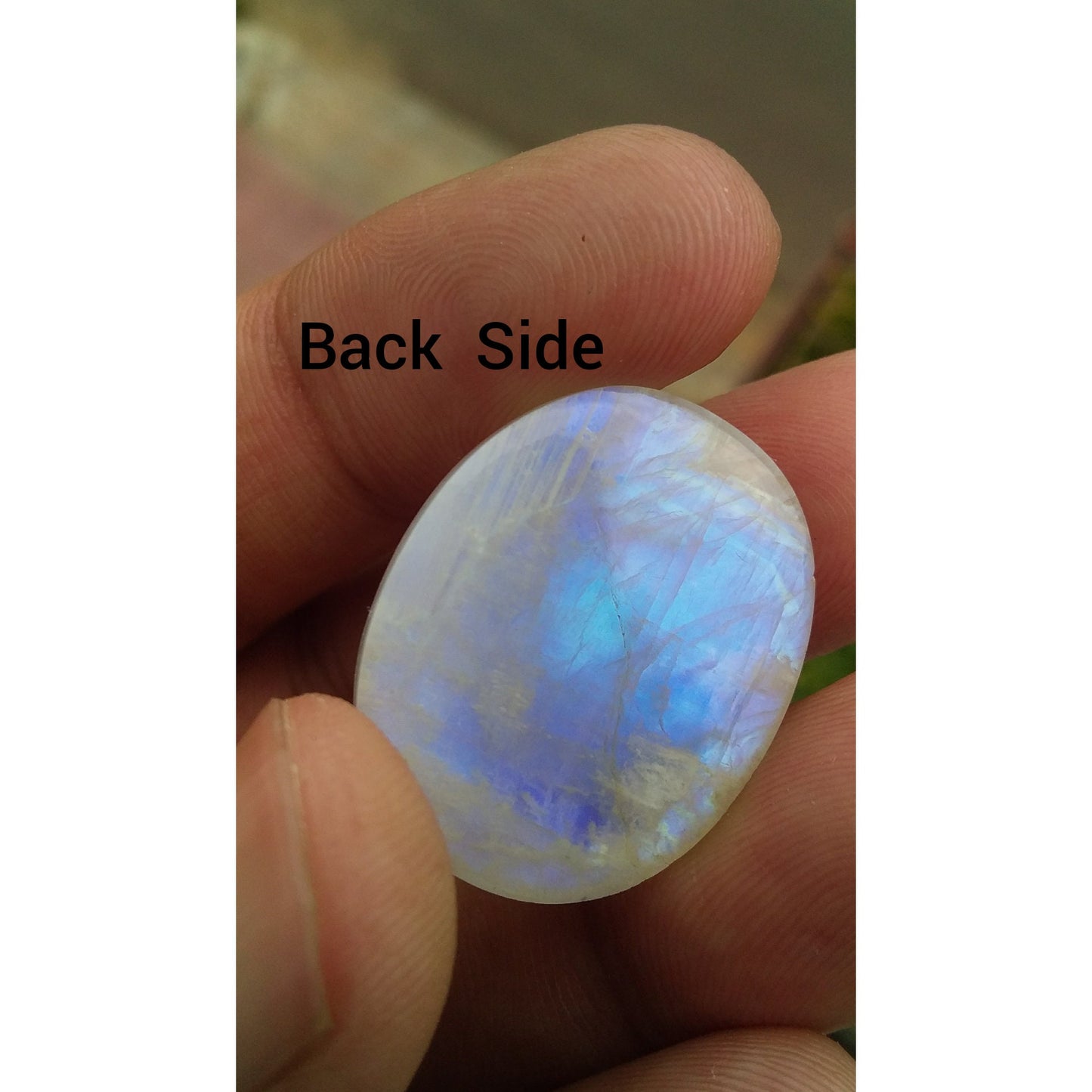 Natural Rainbow Moonstone, Oval Shape Cabochon Gemstone, Blue Flash Moonstone, Size 21x25x9 MM 42.00 Cts