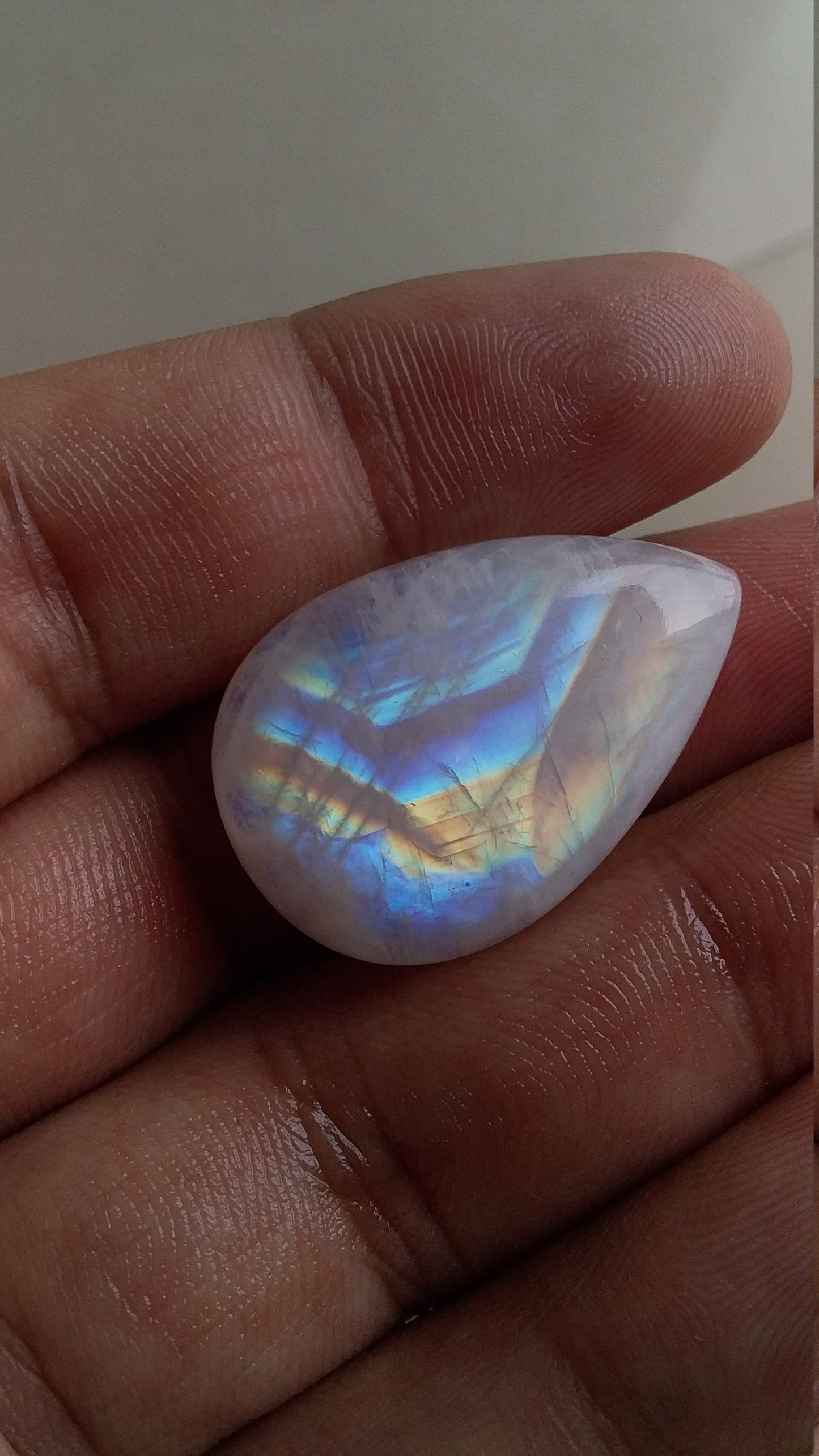 Both Side Multi Fire Rainbow Moonstone, Pear Shape Moonstone, Big Size Gemstone, Stone for Jewelry Making, 38.00 CTS