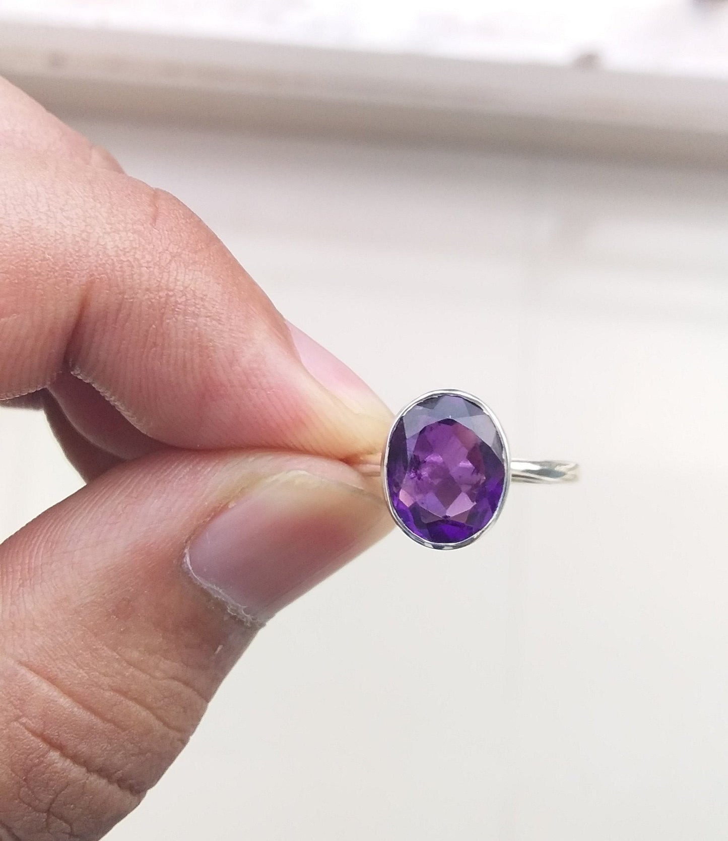 Purple Amethyst Ring Silver, Natural amethyst ring, Sterling Silver Handmade Ring, amethyst ring for women, Women Ring size 7, Gift For Her