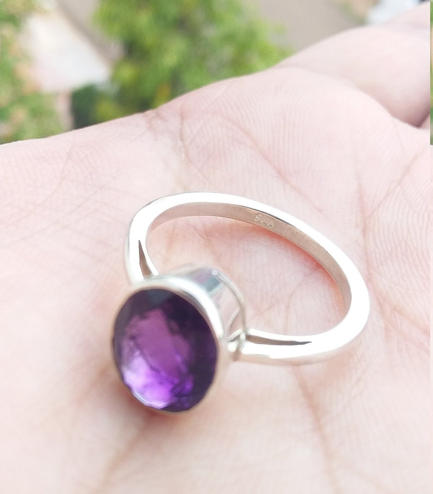 Purple Amethyst Ring Silver, Natural amethyst ring, Sterling Silver Handmade Ring, amethyst ring for women, Women Ring size 7, Gift For Her