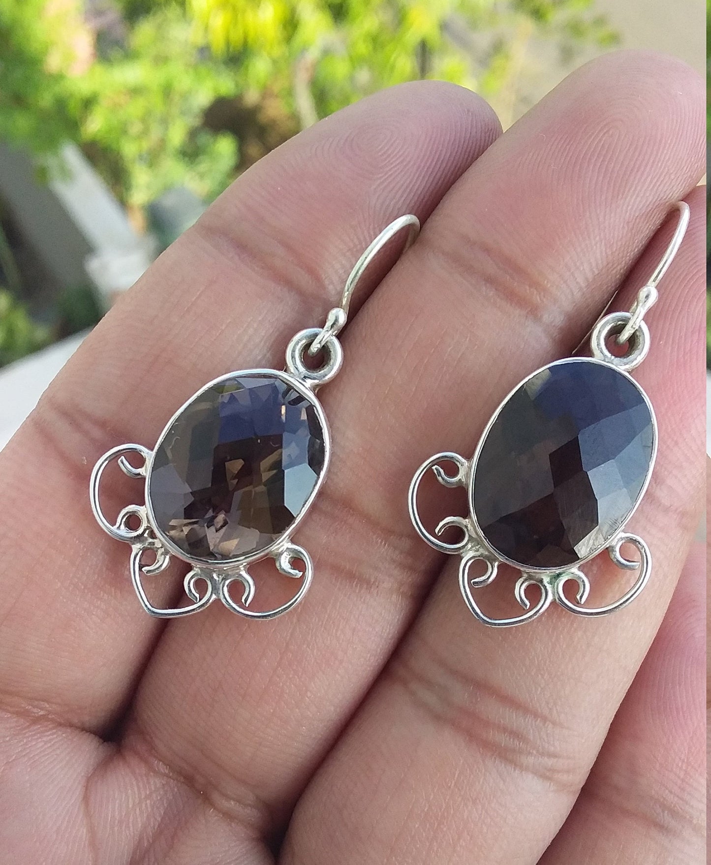 Smoky Quartz Earrings, 925 Sterling Silver Smoky Quartz Handmade Vintage Earrings, Drop & Dangle Smoky Quartz Earrings