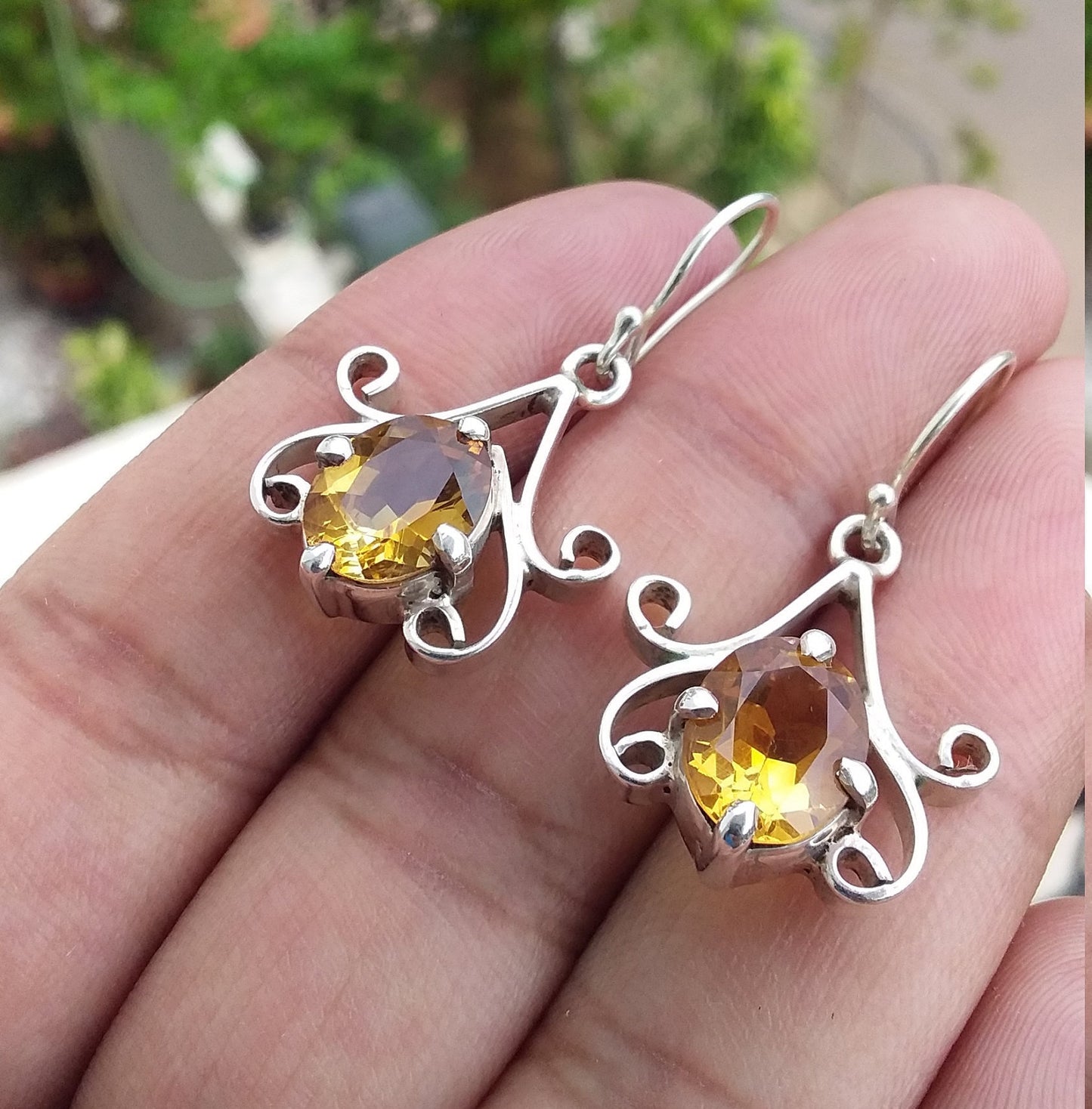 Citrine Earrings, 925 Sterling Silver Earrings, Handmade Silver Jewelry, Gift for her, Yellow Stone Earrings, November Birthstone Earrings