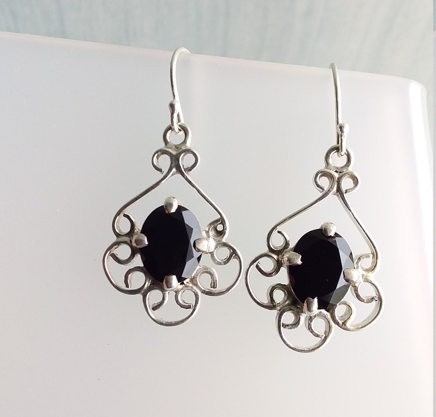 Black Onyx Earrings, 925 Sterling Solid Silver Earrings, Gift for Her, Gemstone dangle earrings, Women Earring, Anniversary Gift, Jewelry