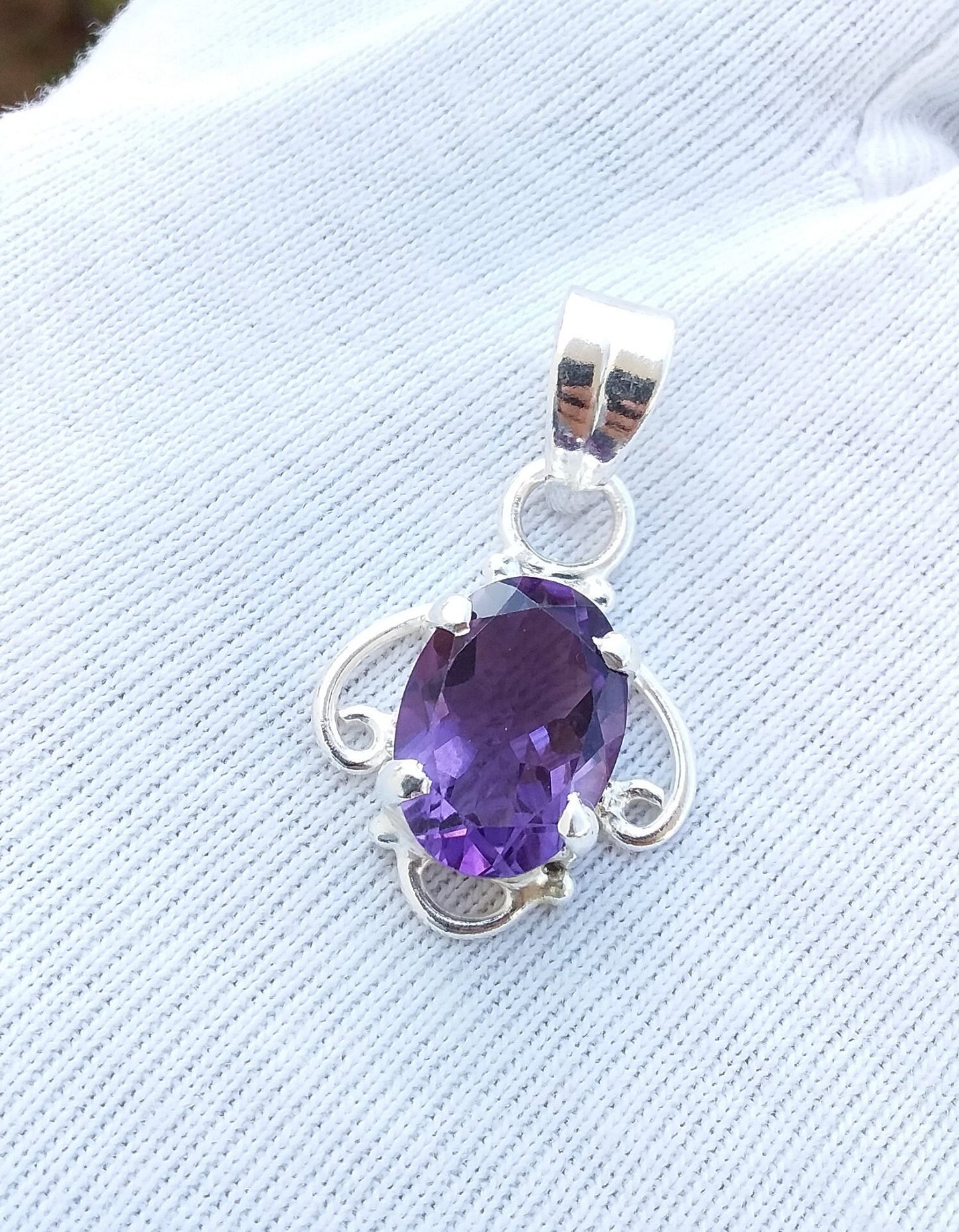 Natural Purple Amethyst Pendant-Handmade Silver Pendant-Cute Small Amethyst Pendant-Daily wear jewelry-Unique Pendant-Solid Silver Pendant