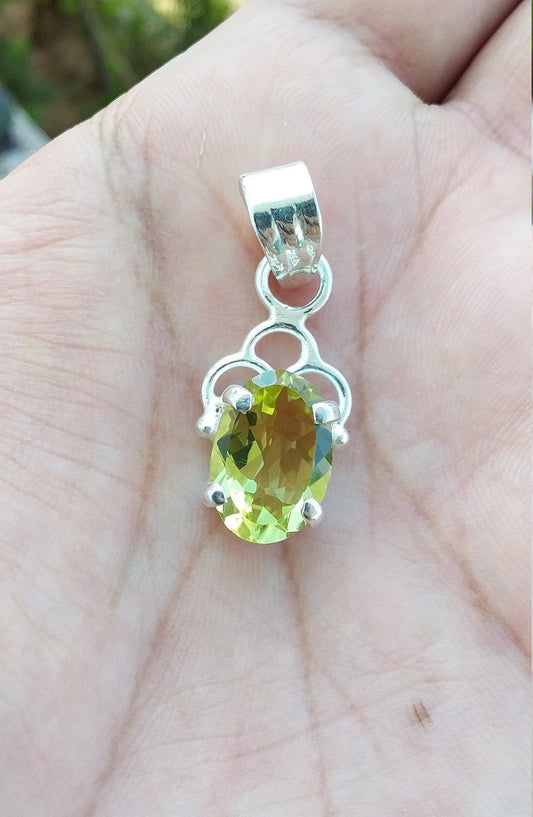 Lemon Quartz Pendant, 925 Sterling Silver Handmade Jewelry, Gemstone Small Pendant, Yellow stone Pendant, Gift for Her, Gift For Mother