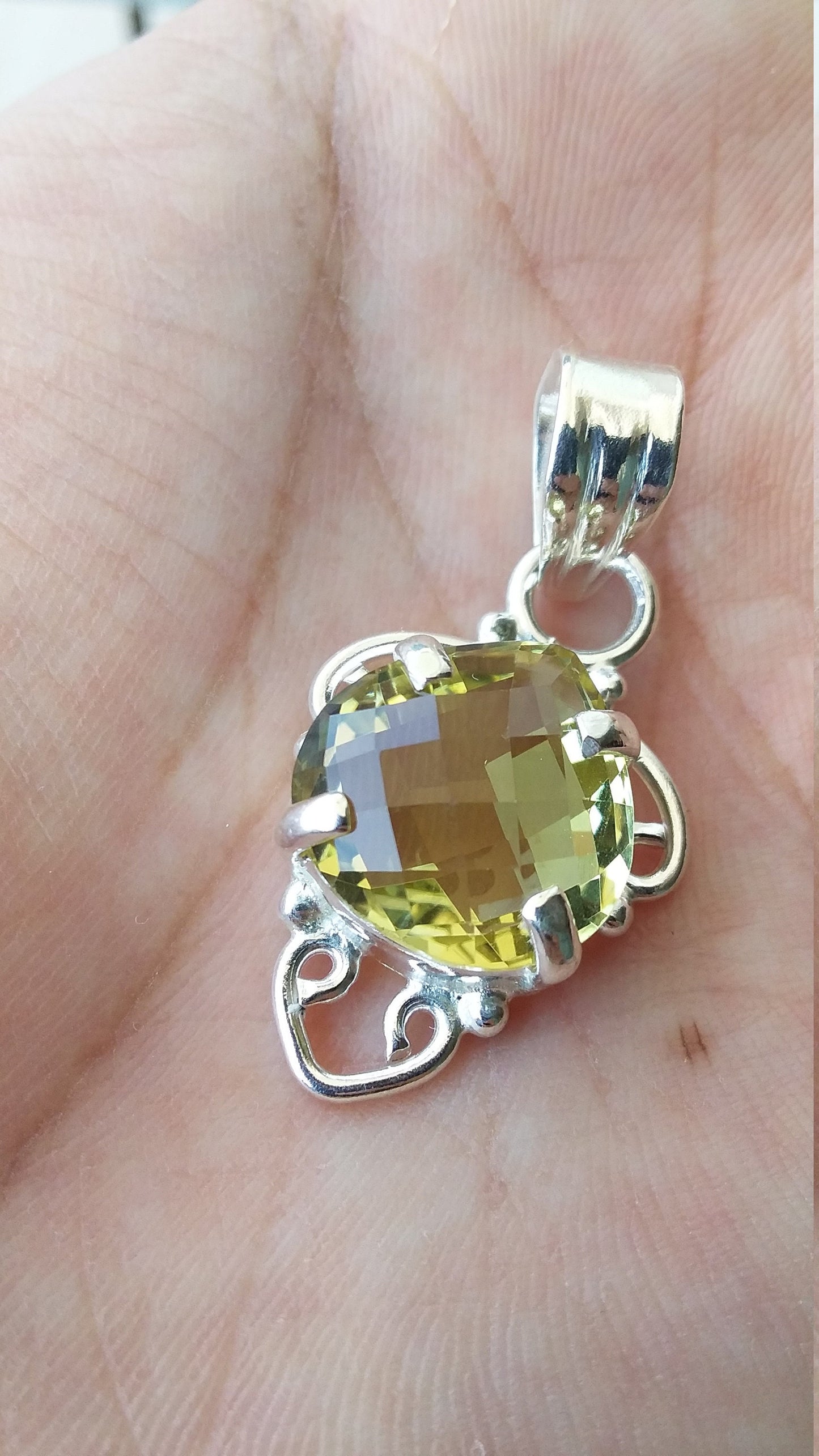 Lemon Quartz 925 Sterling Silver Handmade Pendant, Pendant for Her, Gift for Women, Yellow Gemstone Pendant