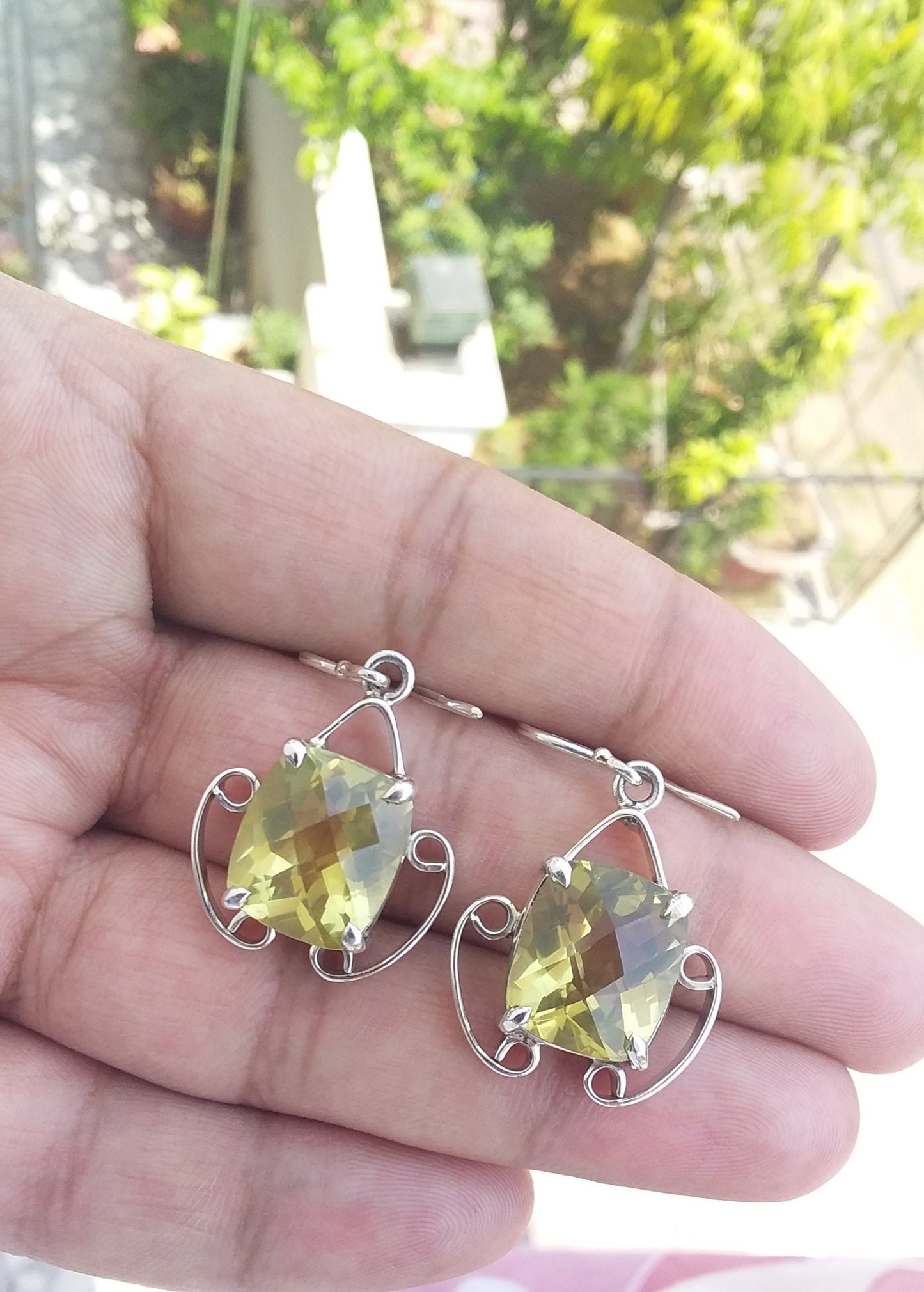 Octagon Shape Lemon Quartz Earrings, Lemon Quartz 925 Sterling Silver Handmade Earrings, Lemon Quartz Jewelry, Dangle & Drop Earrings