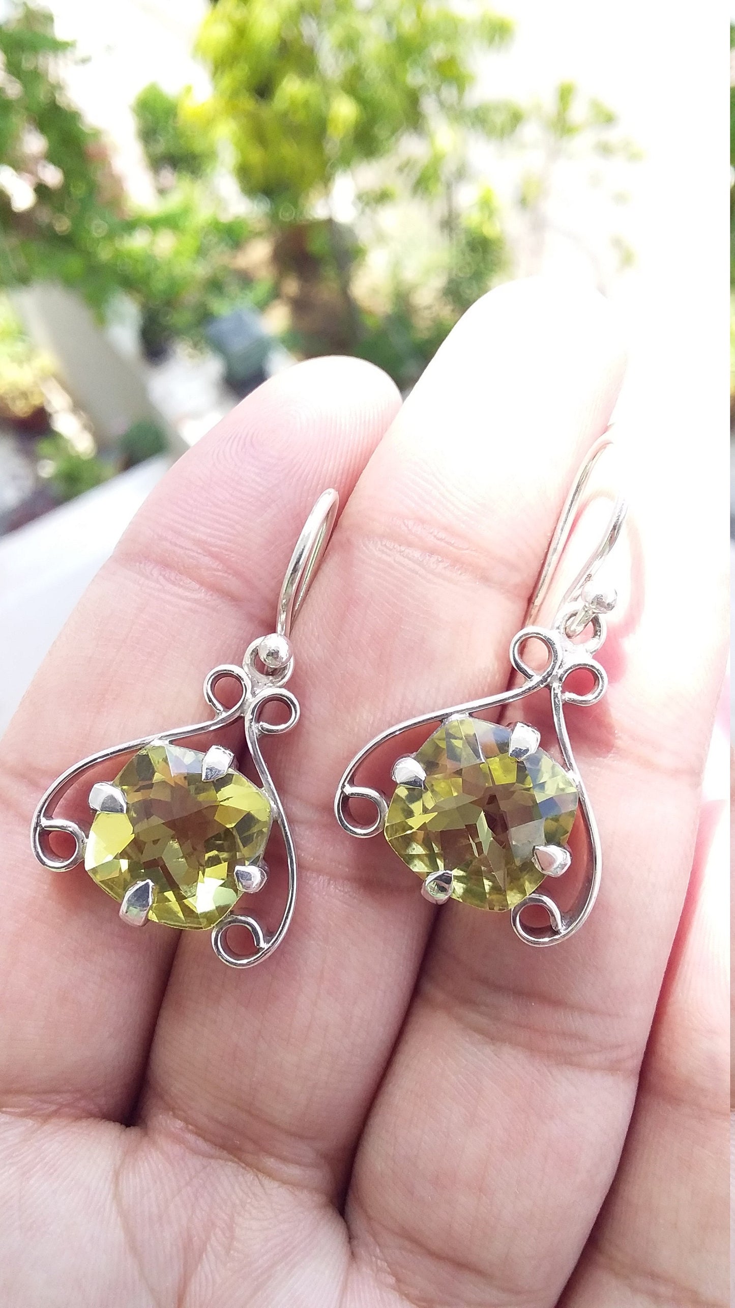 Lemon Quartz 925 Sterling Silver Earring, Drop & Dangle Earrings, Yellow Gemstone Earrings, Quartz Handmade Earrings,