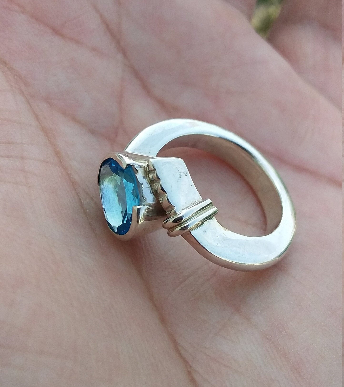 Blue Topaz Ring, Faceted Gemstone Ring, Blue Stone Ring, Proposal Ring, Jewelry Rings for Women, Daily Wear Jewelry Promise Ring size 5.5