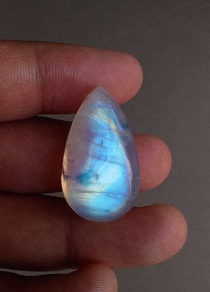 Blue Flashy Rainbow Moonstone, Loose Moonstone Gemstone, Big Pear Shape Moonstone, Stone for Jewelry Making, Wire Wrap Jewelry Stone