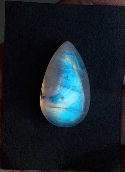Blue Flashy Rainbow Moonstone, Loose Moonstone Gemstone, Big Pear Shape Moonstone, Stone for Jewelry Making, Wire Wrap Jewelry Stone
