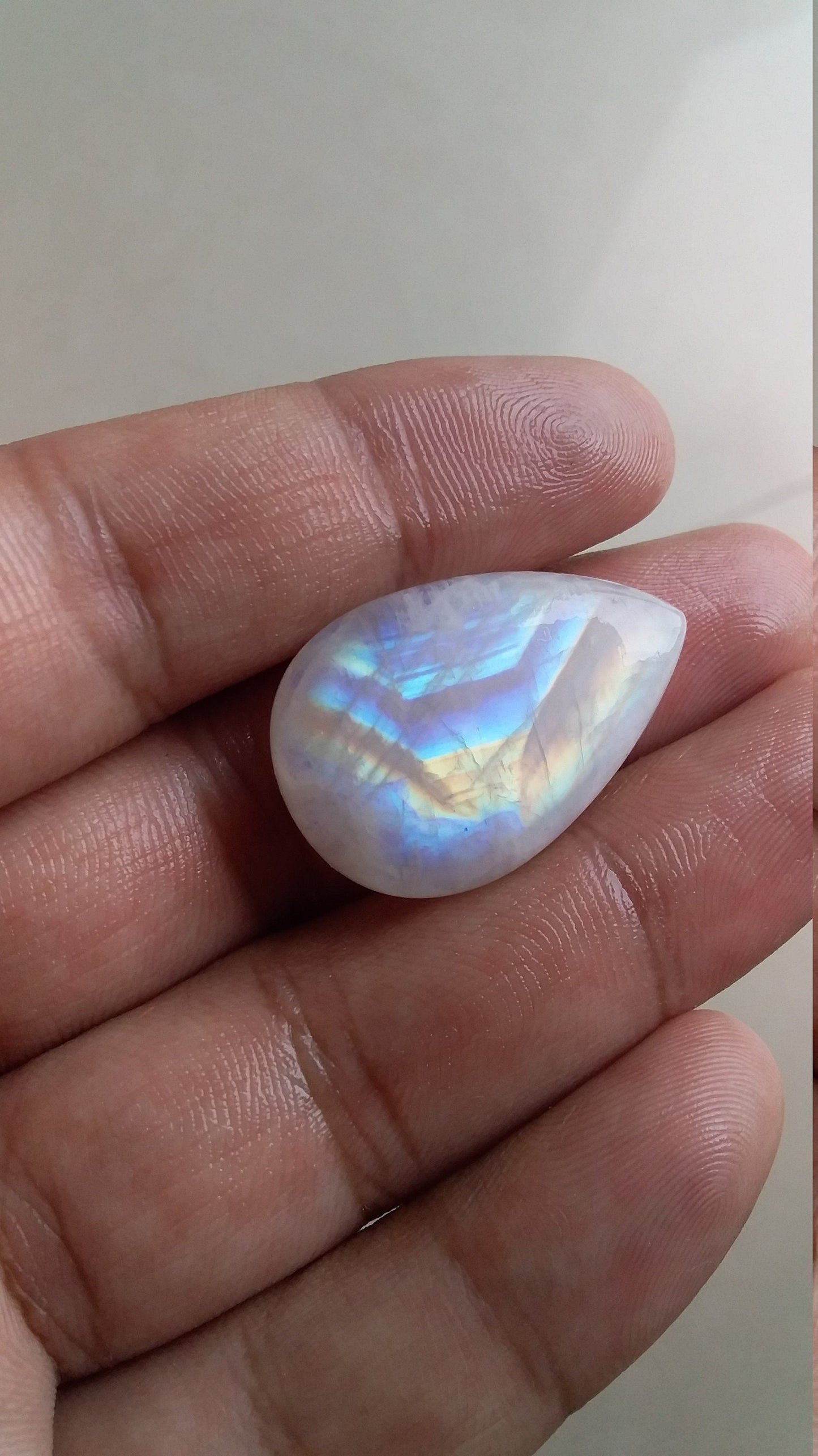 Both Side Multi Fire Rainbow Moonstone, Pear Shape Moonstone, Big Size Gemstone, Stone for Jewelry Making, 38.00 CTS