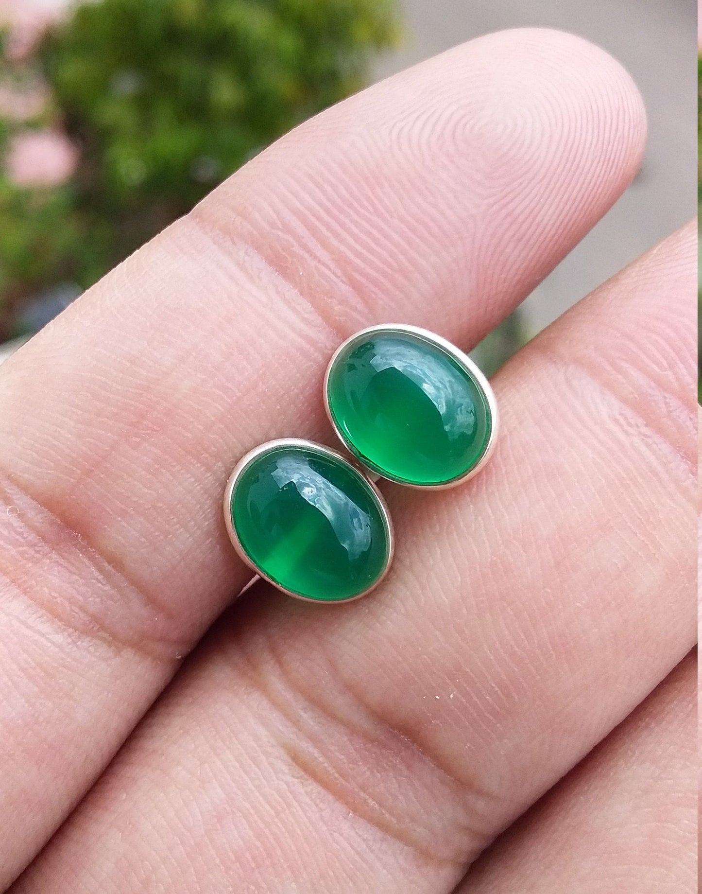 Green Onyx Stud Earrings, Tiny Stud, Green Gemstone Stud Earrings, Stud for Girls, Small Gemstone Earrings,