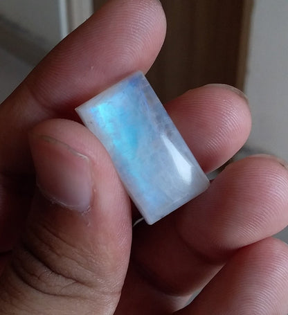 Natural Rainbow Moonstone, Both Side Blue Flash Moonstone, Loose Moonstone for Jewelry Making, Large Rectangle Cabochon Gemstone Blue Fire