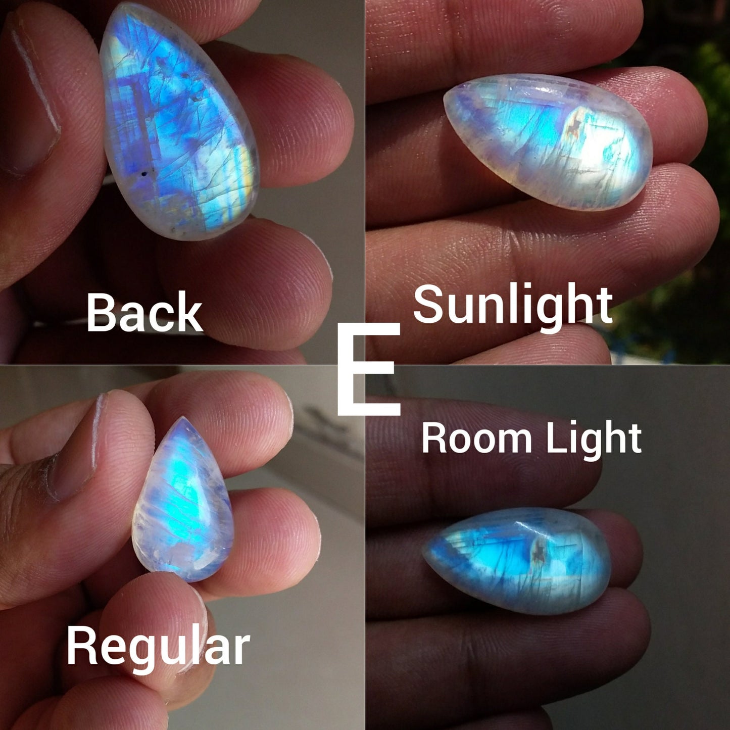 Natural Rainbow Moonstone Cabochon, Blue Flashy Moonstone, Jewelry Making Loose Gemstone, Big Size Cabochon Gemstone, Top Quality Moonstone