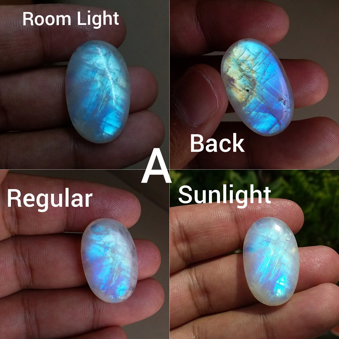 Natural Rainbow Moonstone Cabochon, Blue Flashy Moonstone, Jewelry Making Loose Gemstone, Big Size Cabochon Gemstone, Top Quality Moonstone