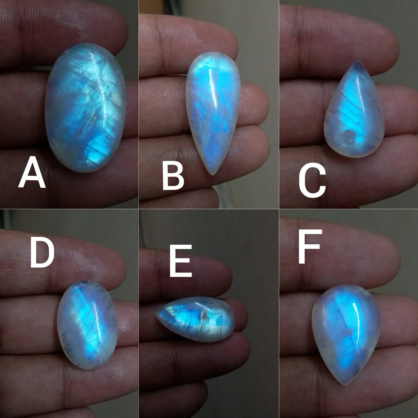 Natural Rainbow Moonstone Cabochon, Blue Flashy Moonstone, Jewelry Making Loose Gemstone, Big Size Cabochon Gemstone, Top Quality Moonstone