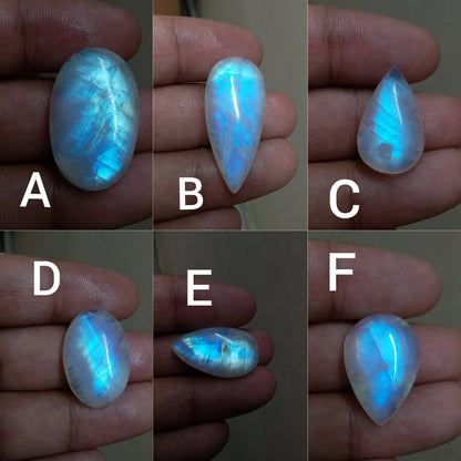 Natural Rainbow Moonstone Cabochon, Blue Flashy Moonstone, Jewelry Making Loose Gemstone, Big Size Cabochon Gemstone, Top Quality Moonstone