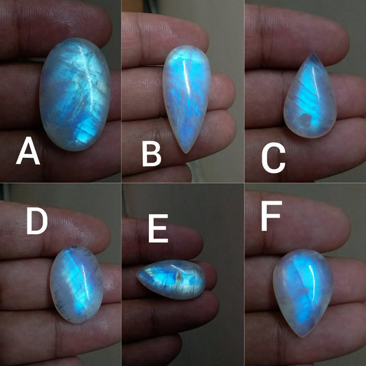 Natural Rainbow Moonstone Cabochon, Blue Flashy Moonstone, Jewelry Making Loose Gemstone, Big Size Cabochon Gemstone, Top Quality Moonstone