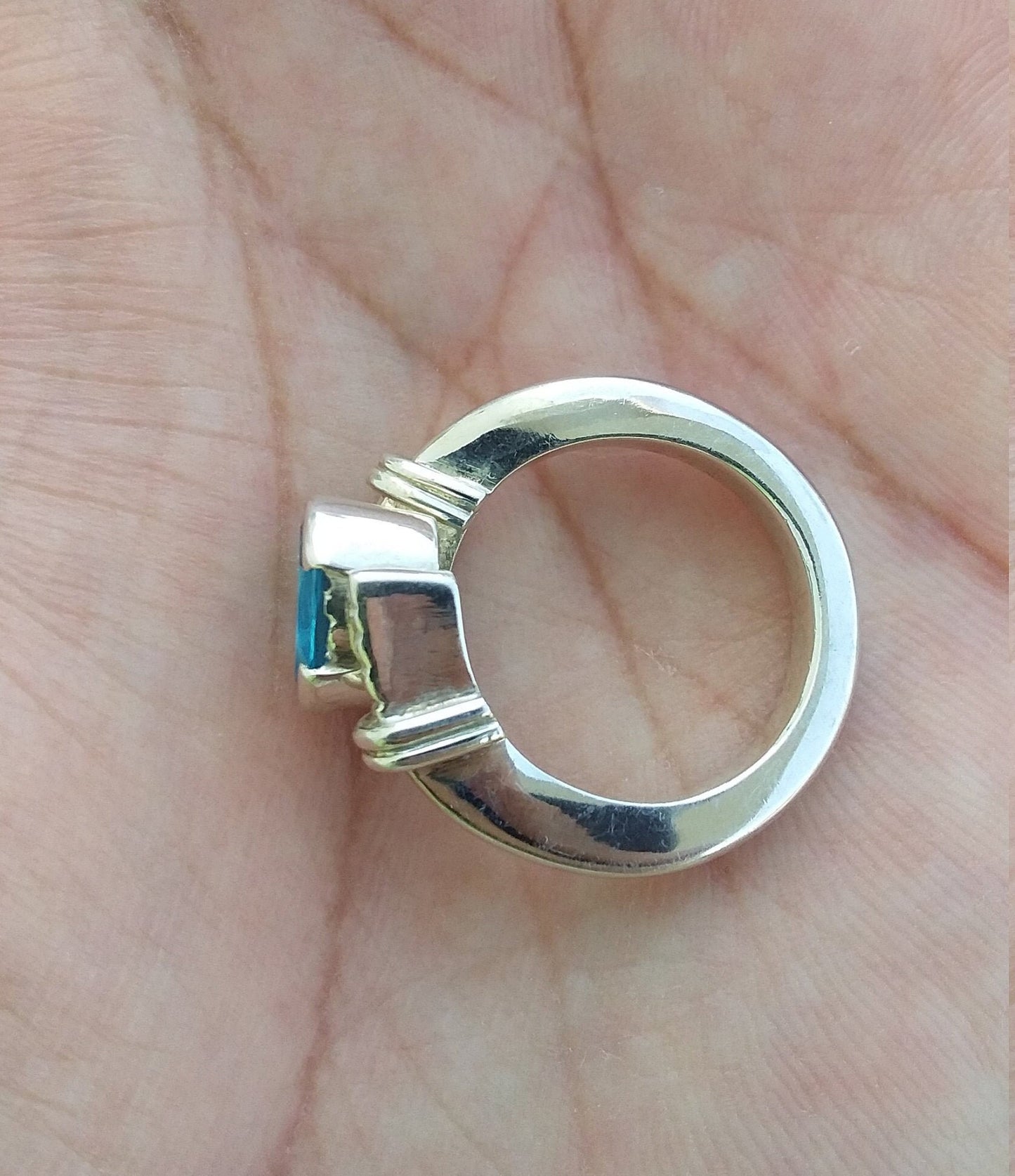Blue Topaz Ring, Faceted Gemstone Ring, Blue Stone Ring, Proposal Ring, Jewelry Rings for Women, Daily Wear Jewelry Promise Ring size 5.5