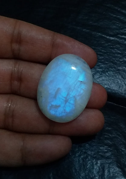 57 Cts Rainbow Moonstone Cabochon, Big Size Natural Gemstone, Pendant Making Natural Moonstone, Oval Shape Cabochon Gemstone