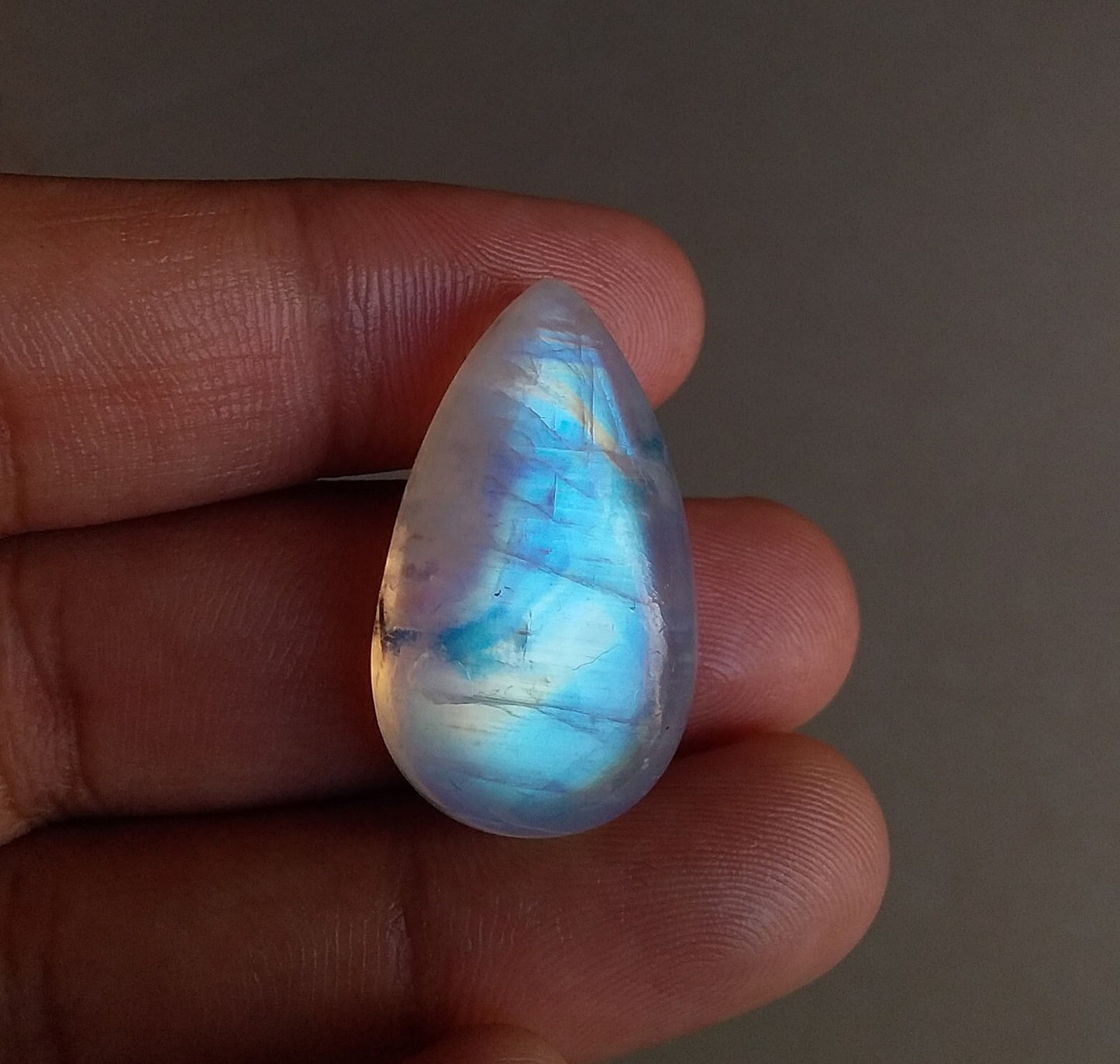 Blue Flashy Rainbow Moonstone, Loose Moonstone Gemstone, Big Pear Shape Moonstone, Stone for Jewelry Making, Wire Wrap Jewelry Stone