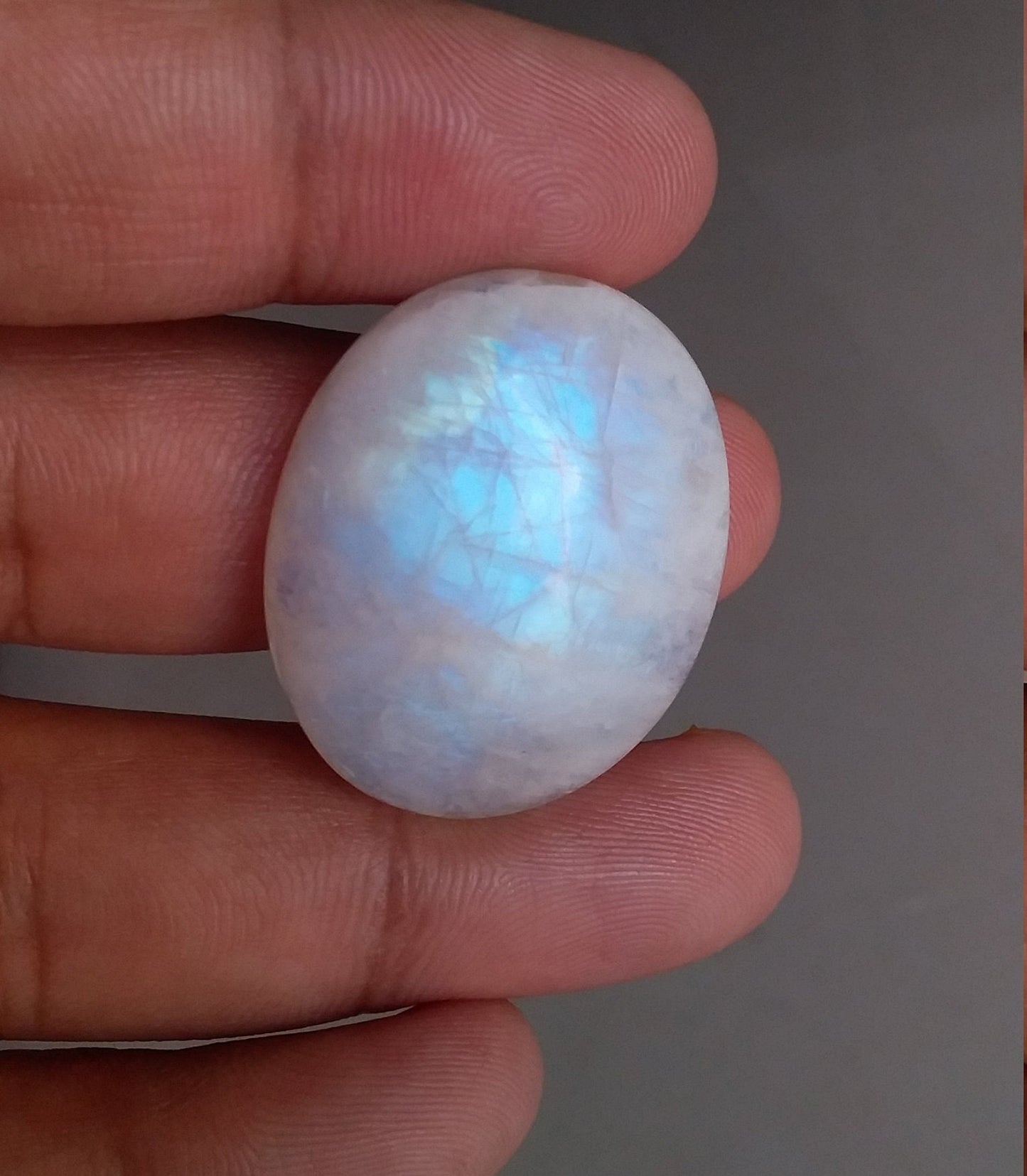 Rainbow Moonstone Cabochon, Blue Fire Moonstone, Natural Semi Precious Gemstone, Stone for Jewelry Making & Wire Wrapped, Flat Back Cabochon