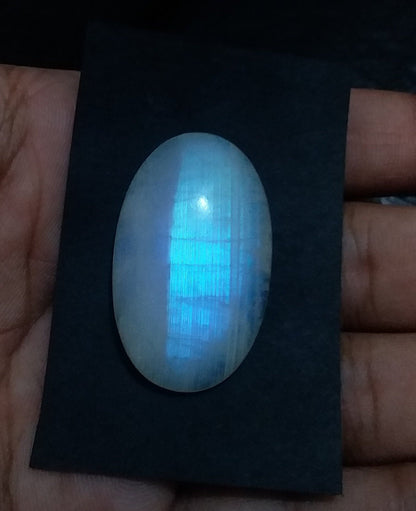 47 Cts Rainbow Moonstone Cabochon, Oval Shape Moonstone, Blue Flashy Moonstone, Jewelry Making Loose Gemstone, Pendant Gemstone