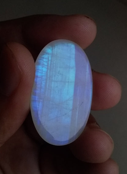 47 Cts Rainbow Moonstone Cabochon, Oval Shape Moonstone, Blue Flashy Moonstone, Jewelry Making Loose Gemstone, Pendant Gemstone