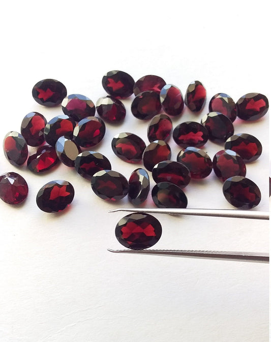 Natural Red Garnet Oval Cut, 7x9MM Oval Garnet, 5 Pc Lot Oval Faceted Garnet for Jewelry Making, AAA Quality Garnet