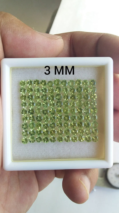 Natural Peridot round cut 3MM, 4MM, 5MM Top Quality Faceted Cut Loose Gemstone AAA Quality Calibrated Green Color Perfect for Jewelry Making