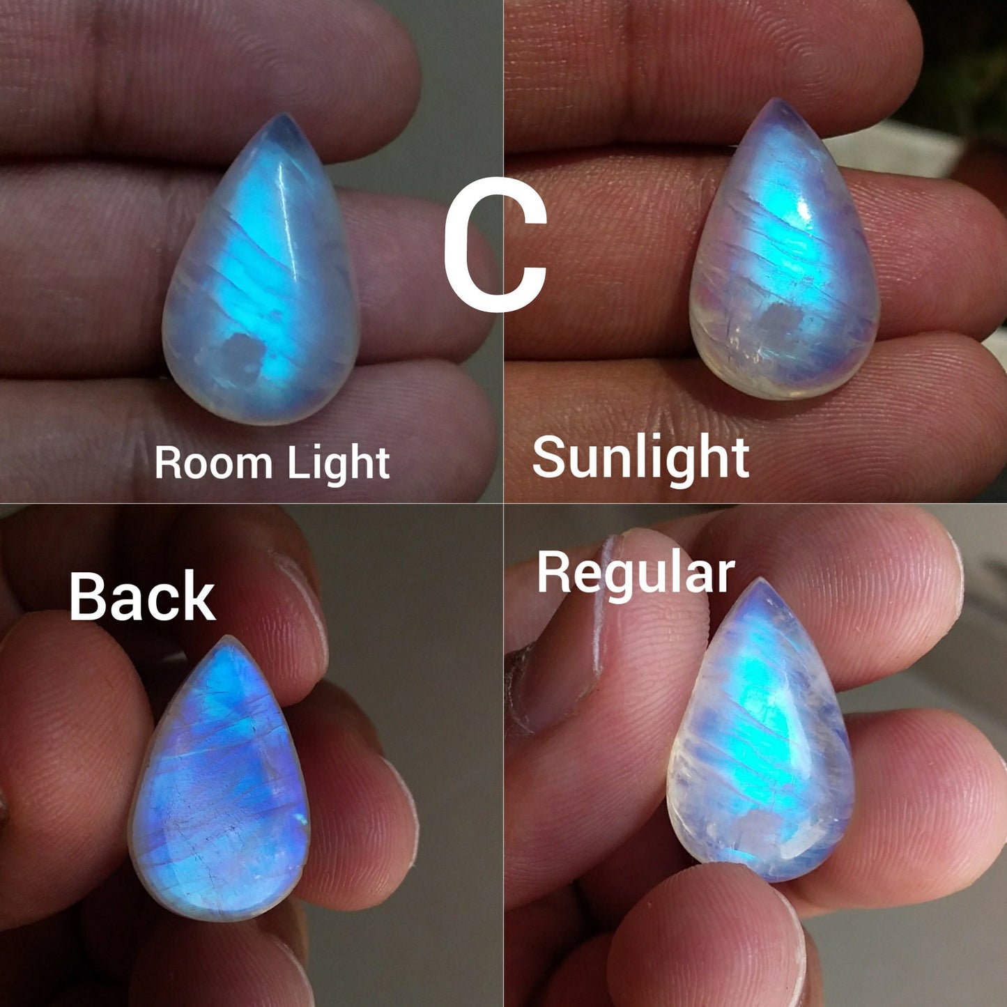Natural Rainbow Moonstone Cabochon, Blue Flashy Moonstone, Jewelry Making Loose Gemstone, Big Size Cabochon Gemstone, Top Quality Moonstone