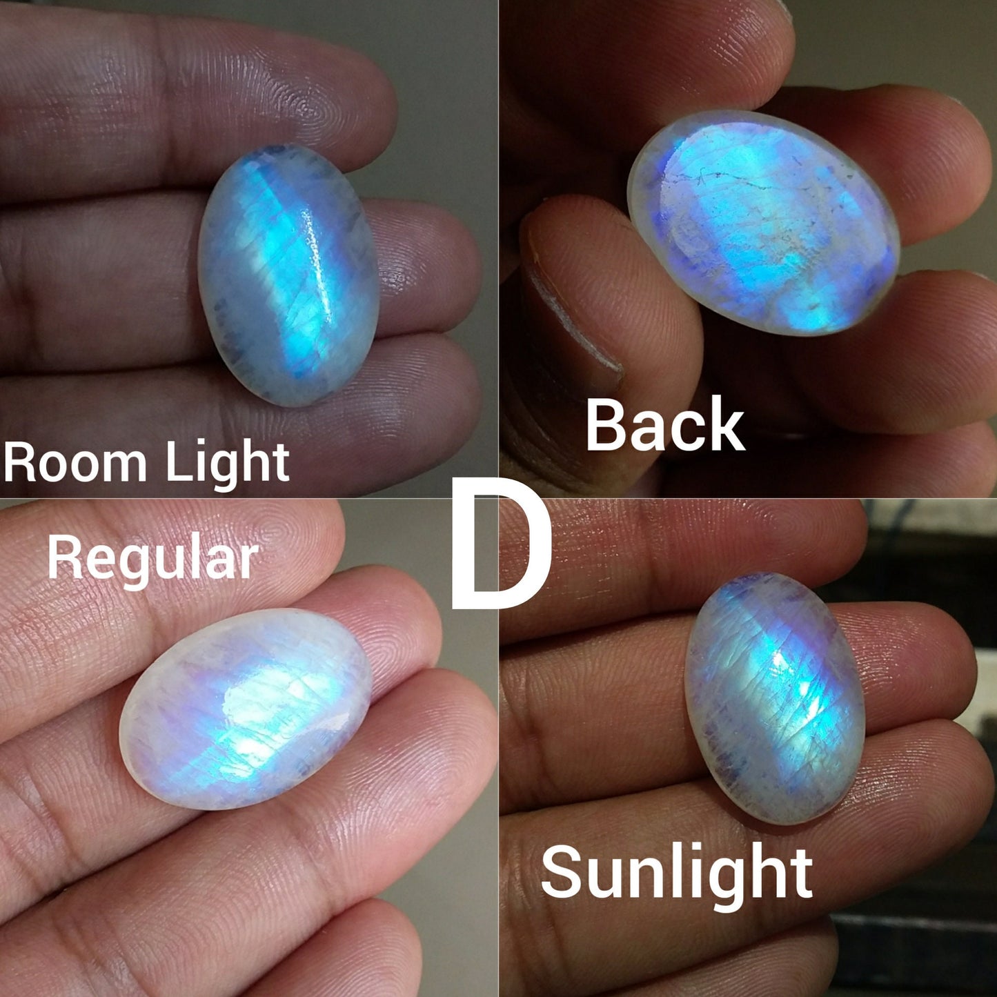 Natural Rainbow Moonstone Cabochon, Blue Flashy Moonstone, Jewelry Making Loose Gemstone, Big Size Cabochon Gemstone, Top Quality Moonstone