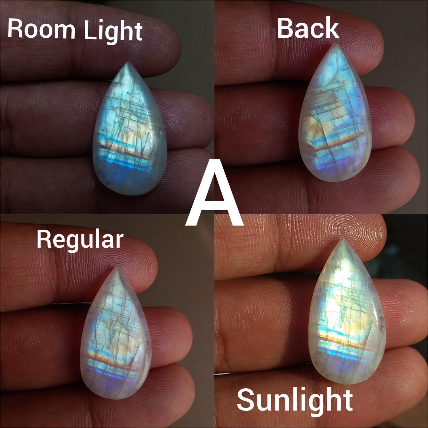 Top Quality Multi Flash Rainbow Moonstone Cabochon, Loose Gemstone Perfect for Jewelry Making, Blue Flash Moonstone, Natural Moonstone Stone