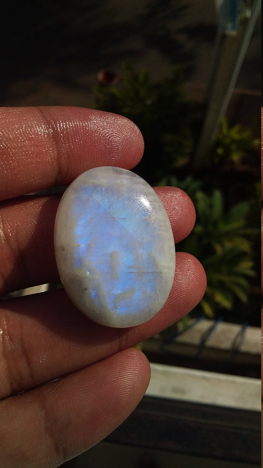57 Cts Rainbow Moonstone Cabochon, Big Size Natural Gemstone, Pendant Making Natural Moonstone, Oval Shape Cabochon Gemstone