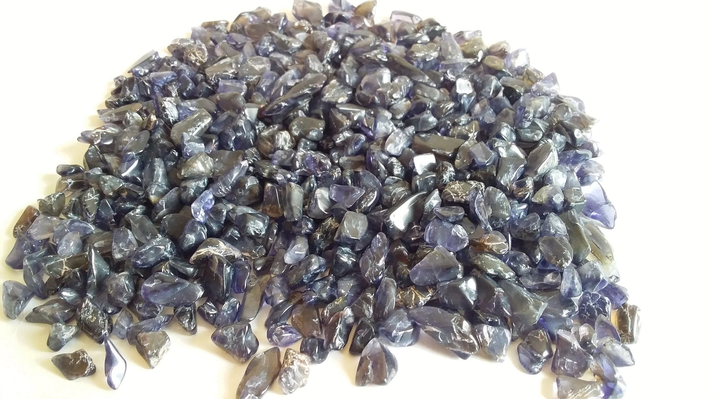 Natural Iolite Chips, Semi Tumbled Gemstone Mini Chips, Healing Tumbled Gemstone, Polished Tiny Semi Precious Rocks, Small Crystal Chips