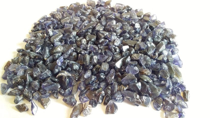 Natural Iolite Chips, Semi Tumbled Gemstone Mini Chips, Healing Tumbled Gemstone, Polished Tiny Semi Precious Rocks, Small Crystal Chips