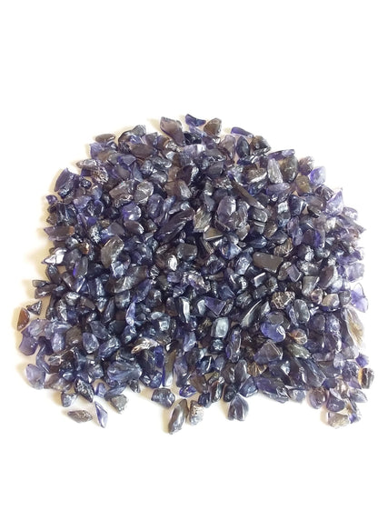 Natural Iolite Chips, Semi Tumbled Gemstone Mini Chips, Healing Tumbled Gemstone, Polished Tiny Semi Precious Rocks, Small Crystal Chips