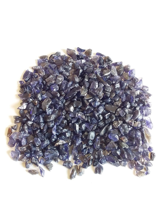 Natural Iolite Chips, Semi Tumbled Gemstone Mini Chips, Healing Tumbled Gemstone, Polished Tiny Semi Precious Rocks, Small Crystal Chips