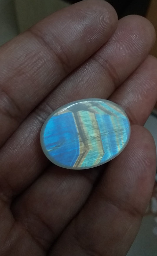 Multi Fire Cabochon Rainbow Moonstone, Both Side Flash Moonstone, Oval Shape Moonstone, 39.50 Cts 25.5x19x9.5 MM