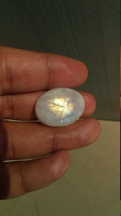 Multi Fire Cabochon Rainbow Moonstone, Both Side Flash Moonstone, Oval Shape Moonstone, 29.30 Cts 25x19x8.5 MM