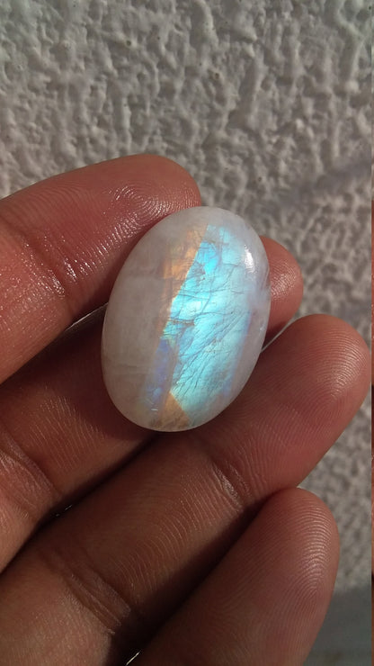 Loose Moonstone, Natural Rainbow Moonstone, Oval Shape Gemstone, Blue Fire Cabochon Stone, Semi Precious Loose Gemstone for Jewelry Making