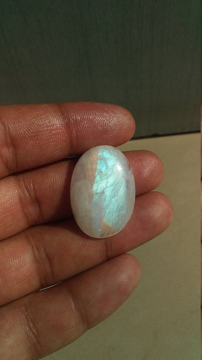 Loose Moonstone, Natural Rainbow Moonstone, Oval Shape Gemstone, Blue Fire Cabochon Stone, Semi Precious Loose Gemstone for Jewelry Making